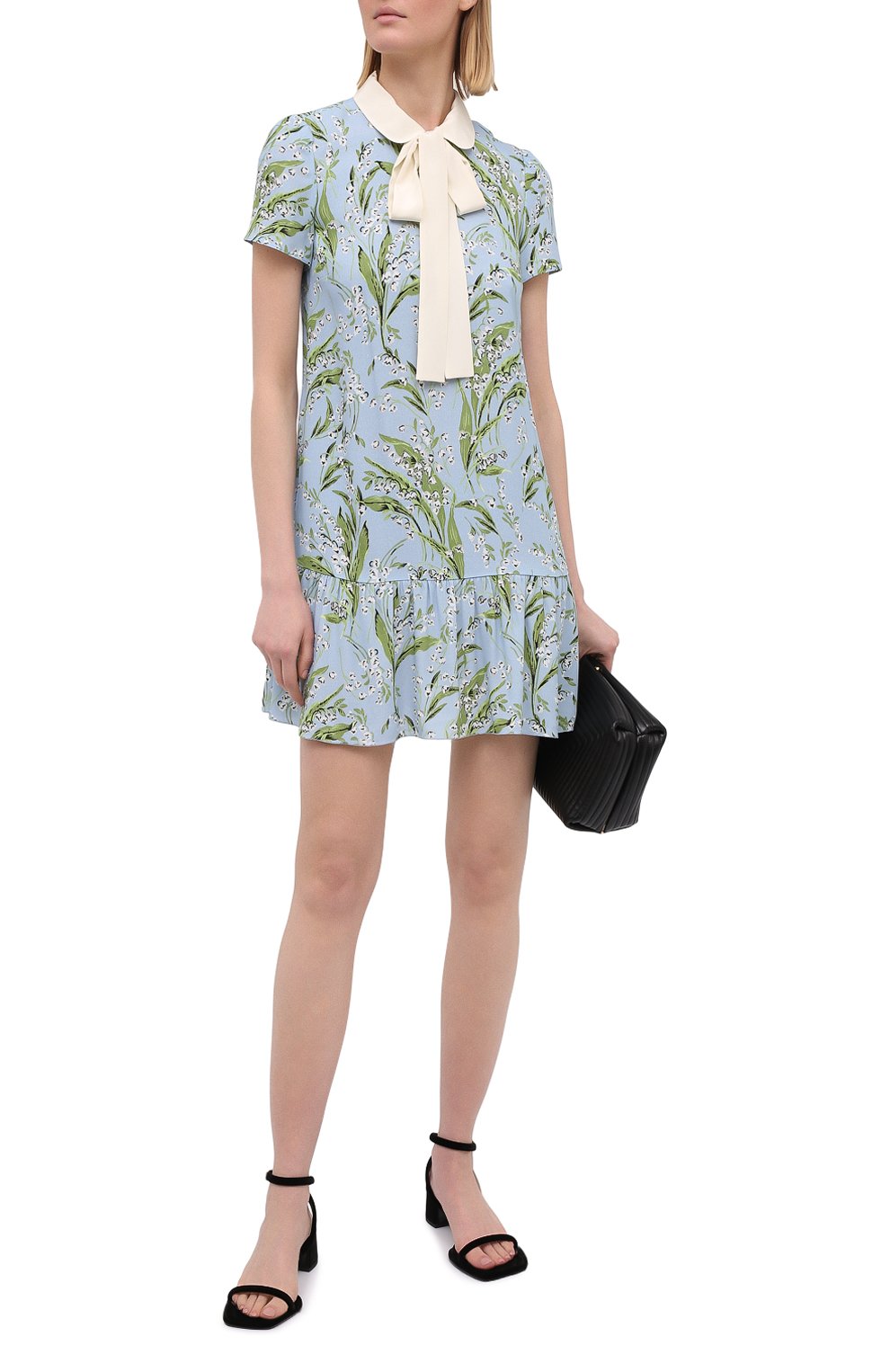 Платье из вискозы REDVALENTINO голубого цвета по цене 55200 руб., арт. VR3VAZ65/5MQ, фото 2 Платье из вискозы REDVALENTINO, арт. VR3VAZ65/5MQ, фото 2