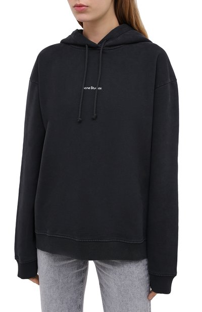 Хлопковое худи ACNE STUDIOS черного цвета по цене 32500 руб., арт. AI0070, фото 3 Хлопковое худи ACNE STUDIOS, арт. AI0070, фото 3