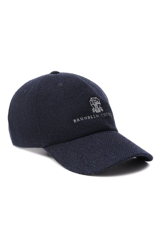 Бейсболка из шелка и льна Brunello Cucinelli MZ4039850 Синий MZ4039850