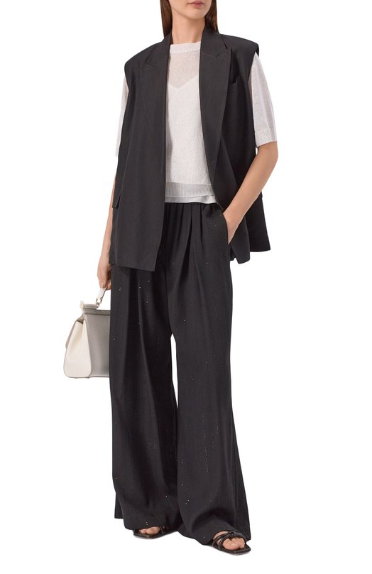 Брюки из вискозы Brunello Cucinelli ML594HX699 Чёрный  ML594HX699 Фото 2