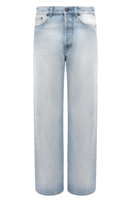 Женские джинсы DRIES VAN NOTEN голубого цвета, арт. 242-010929-9391 | Фото 1 (Драгоценные камни: Проставлено; Длина (брюки, джинсы): Удлиненные; Материал внешний: Хлопок; Материал сплава: Проставлено)