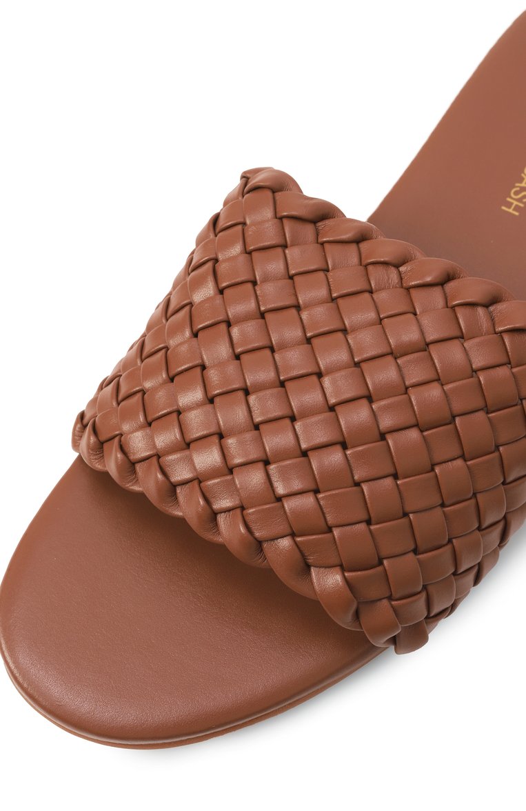 Женские кожаные шлепанцы MELISSA ODABASH коричневого цвета, арт. WOVEN SLIDER CR | Фото 7 (Материал внешний: Натуральная кожа; Подошва: Плоская; Каблук высота: Низкий; Материал сплава: Проставлено; Драгоценные камни: Проставлено)