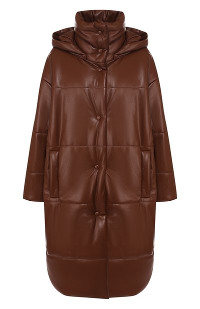 Женское пальто с капюшоном NANUSHKA, арт. ESKA_R00T BEER_VEGAN LEATHER