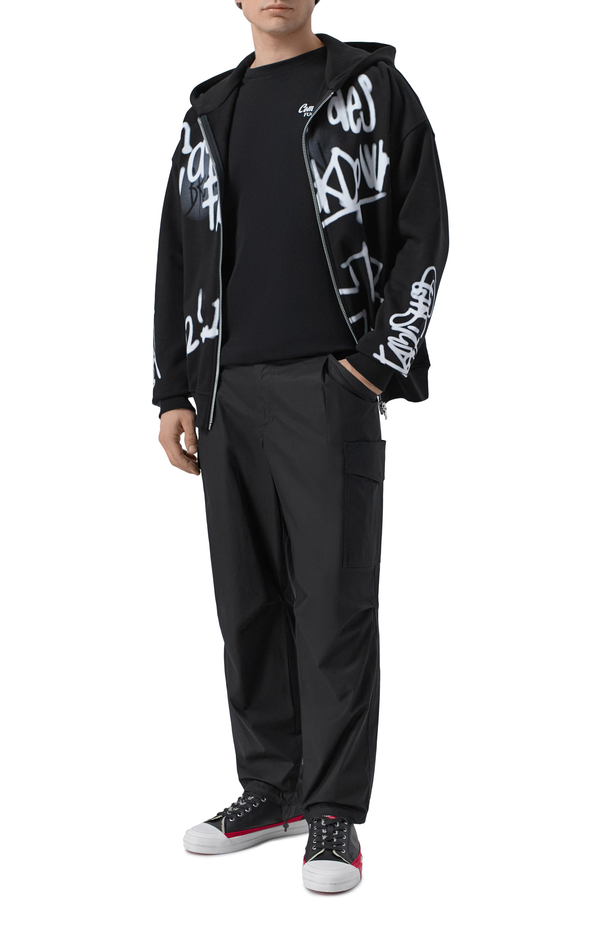 Хлопковая футболка COMME DES FUCKDOWN черного цвета по цене 8410 руб., арт. CFABM01929, фото 2 Хлопковая футболка COMME DES FUCKDOWN, арт. CFABM01929, фото 2