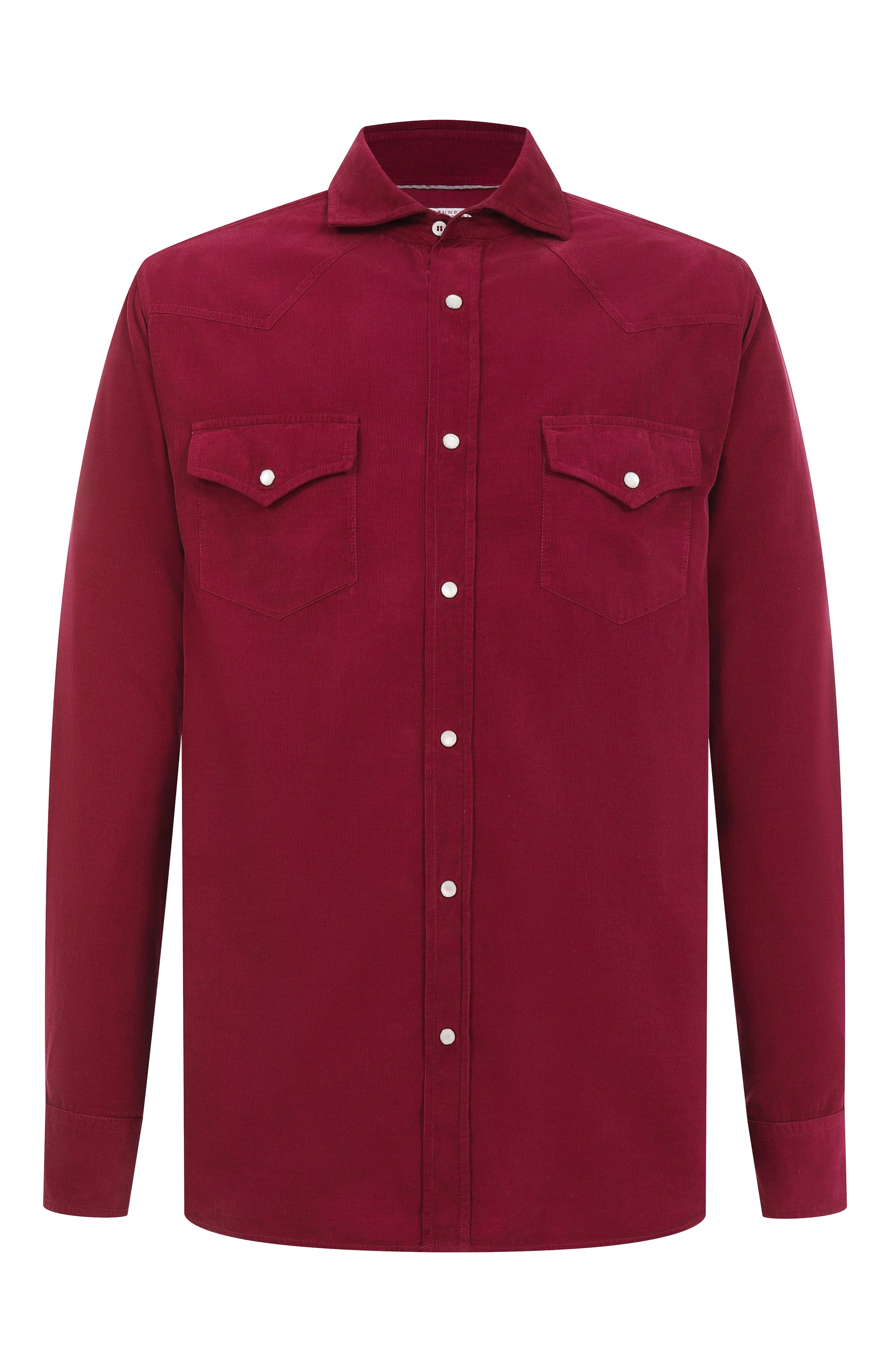 Хлопковая рубашка BRUNELLO CUCINELLI бордового цвета по цене 127000 руб., арт. ML6884008, фото 1 Хлопковая рубашка BRUNELLO CUCINELLI, арт. ML6884008, фото 1