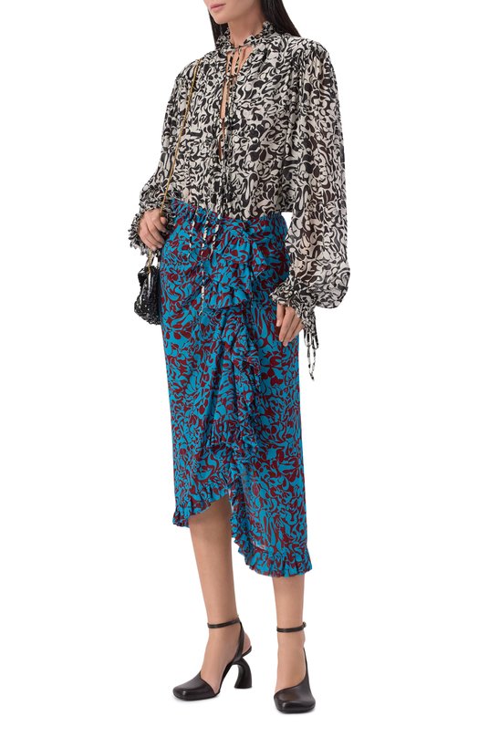 Блузка из вискозы Dries Van Noten 130716/3006 Чёрно-белый  130716/3006 Фото 2