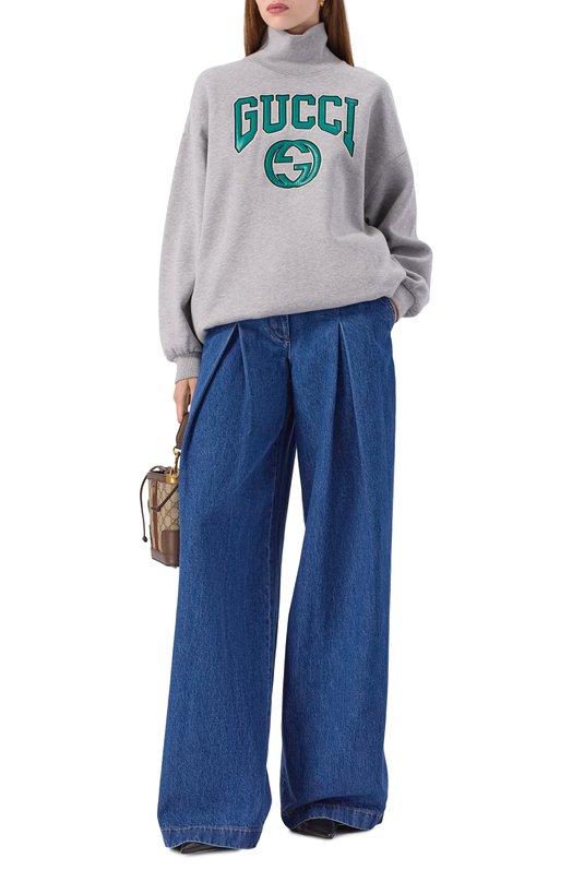 Хлопковый свитшот Gucci 760367/XJF0Q Серый  760367/XJF0Q Фото 2