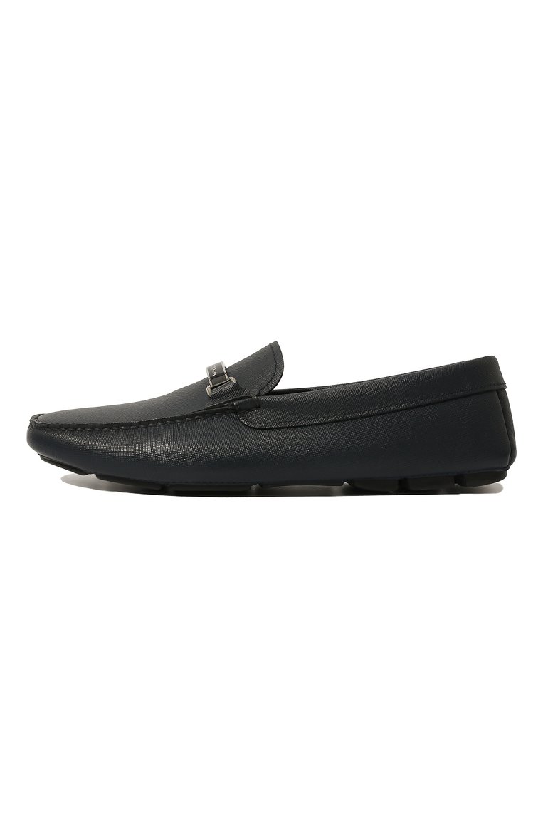 Мужские кожаные мокасины PRADA темно-синего цвета, арт. 2DD159-053-F0216-U00I | Фото 4 (Стили: Кэжуэл; Нос: Не проставлено; Материал сплава: Проставлено; Материал внешний: Натуральная кожа)
