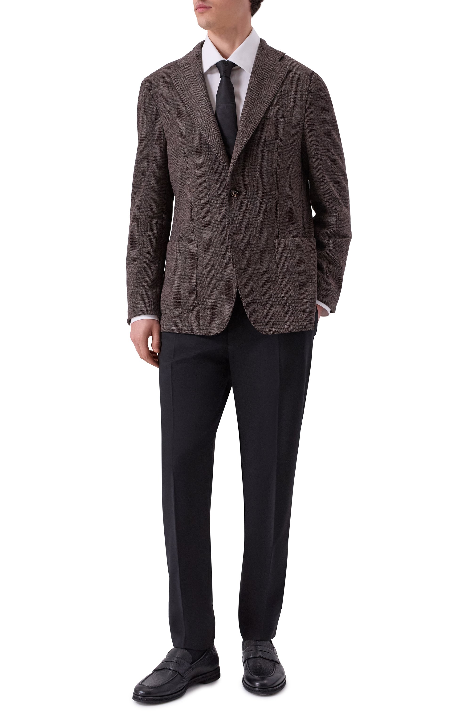 Пиджак из хлопка и шерсти ANDREA CAMPAGNA темно-коричневого цвета по цене 128500 руб., арт. BIELLA/DD106, фото 3 Пиджак из хлопка и шерсти ANDREA CAMPAGNA, арт. BIELLA/DD106, фото 3