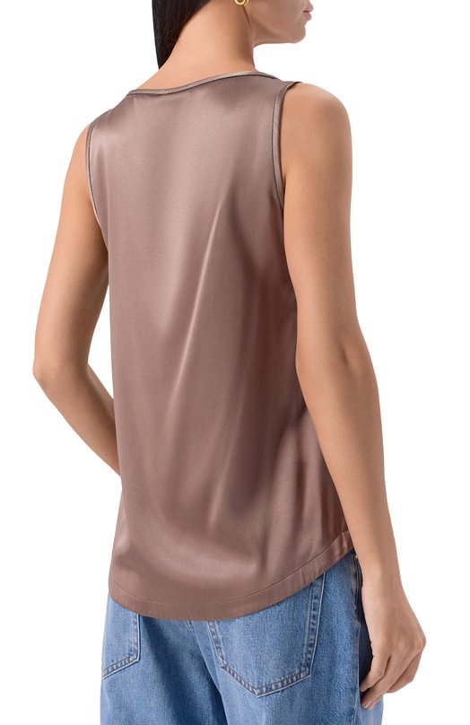 Атласный топ Brunello Cucinelli M0C59DE330 Бежевый  M0C59DE330 Фото 4