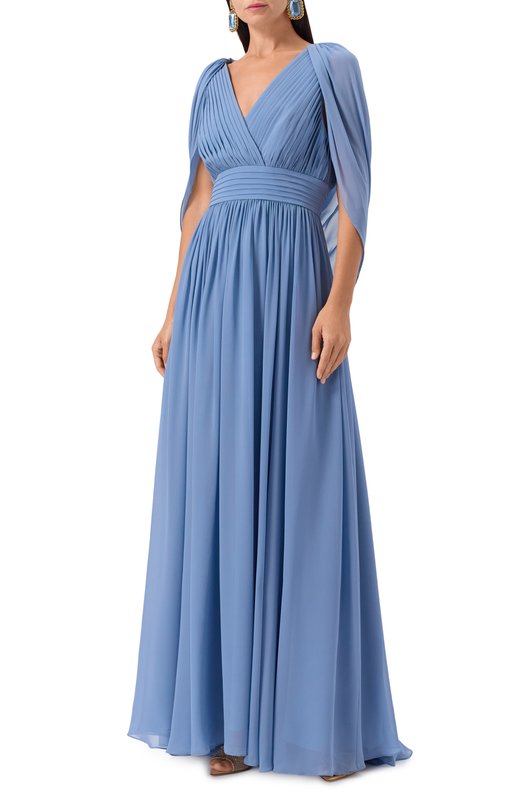 Шелковое платье Elie Saab D0838NP25/SI001 Голубой  D0838NP25/SI001 Фото 3