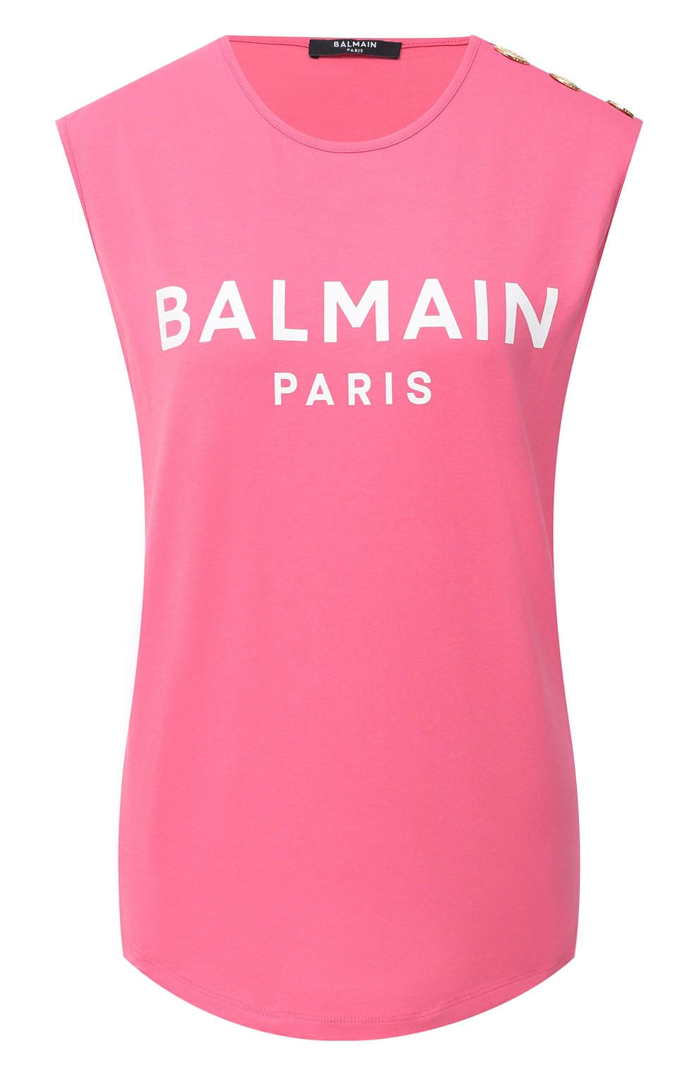 Хлопковый топ BALMAIN розового цвета по цене 32950 руб., арт. VF11000/B001, фото 1 Хлопковый топ BALMAIN, арт. VF11000/B001, фото 1