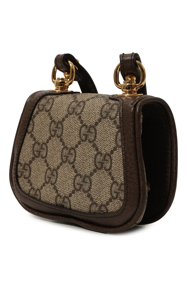 Мужской футляр для кредитных карт blondie GUCCI коричневого цвета, арт. 698635/K9GSG | Фото 2 (Материал: Текстиль; Материал сплава: Проставлено; Нос: Не проставлено)