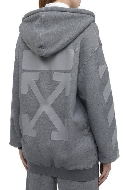 Хлопковая толстовка OFF-WHITE серого цвета по цене 69950 руб., арт. 0WBE005E20JER0010808, фото 4 Хлопковая толстовка OFF-WHITE, арт. 0WBE005E20JER0010808, фото 4