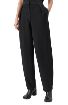 Женские брюки EMPORIO ARMANI черного цвета, арт. EW000681/AF12421 | Фото 3 (Длина (брюки, джинсы): Стандартные; Силуэт Ж (брюки и джинсы): Прямые; Женское Кросс-КТ: Брюки-одежда; Стили: Кэжуэл; Материал внешний: Хлопок, Синтетический материал)