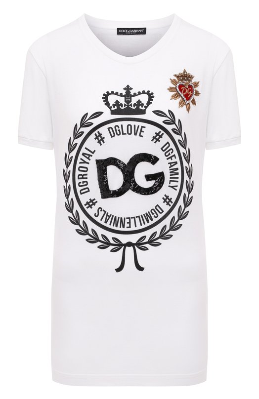 Хлопковая футболка Dolce & Gabbana F8K74Z/G7QXG/0UTLET AW22-23 Белый F8K74Z/G7QXG/0UTLET AW22-23