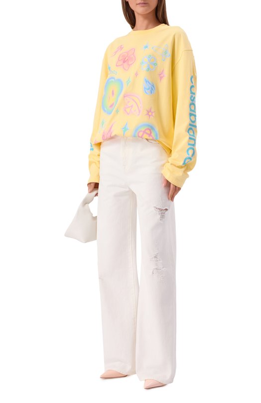 Хлопковый лонгслив Casablanca M-SP26-JTS-062-01 Жёлтый  M-SP26-JTS-062-01 Фото 2