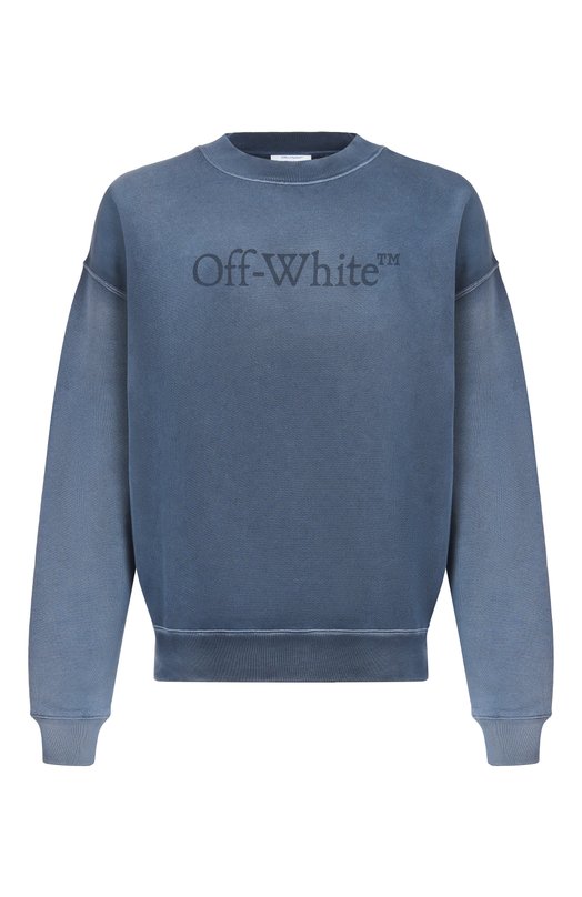 Хлопковый свитшот Off-White 0MBA054F25FLE008 Синий 0MBA054F25FLE008