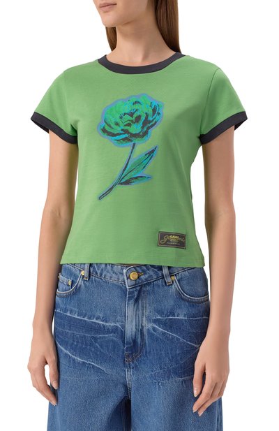 Хлопковая футболка GANNI, арт. T4227, фото 3