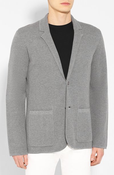 Хлопковый кардиган ZEGNA серого цвета по цене 55800 руб., арт. VUC14/ZZ161, фото 3 Хлопковый кардиган ZEGNA, арт. VUC14/ZZ161, фото 3