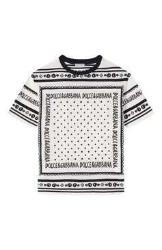 Детская хлопковая футболка DOLCE & GABBANA черно-белого цвета, арт. L4JTHV/II7FZ/8-14 | Фото 1 (Рукава: Короткие; Мальчики Кросс-КТ: Футболка-одежда; Материал внешний: Хлопок; Автоматизация состава: Проставлено; Автоматизация ТО: Проставлено; Ростовка одежда: 13 - 15 лет | 158 см, 16 лет | 164 см, 8 лет | 128 см, 10 - 11 лет | 140 - 146см)