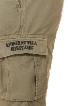 Мужские хлопковые шорты AERONAUTICA MILITARE хаки цвета, арт. 241/BE066CT1122 | Фото 6 (Длина Шорты М: До колена; Материал внешний: Хлопок; Принт: Без принта; Случай: Повседневный; Стили: Милитари)