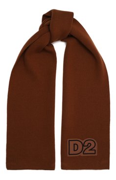 Детский шарф DSQUARED2 коричневого цвета, арт. DQ1826/D00WC | Фото 1 (Материал: Текстиль, Шерсть, Хлопок; Материал сплава: Проставлено; Нос: Не проставлено)
