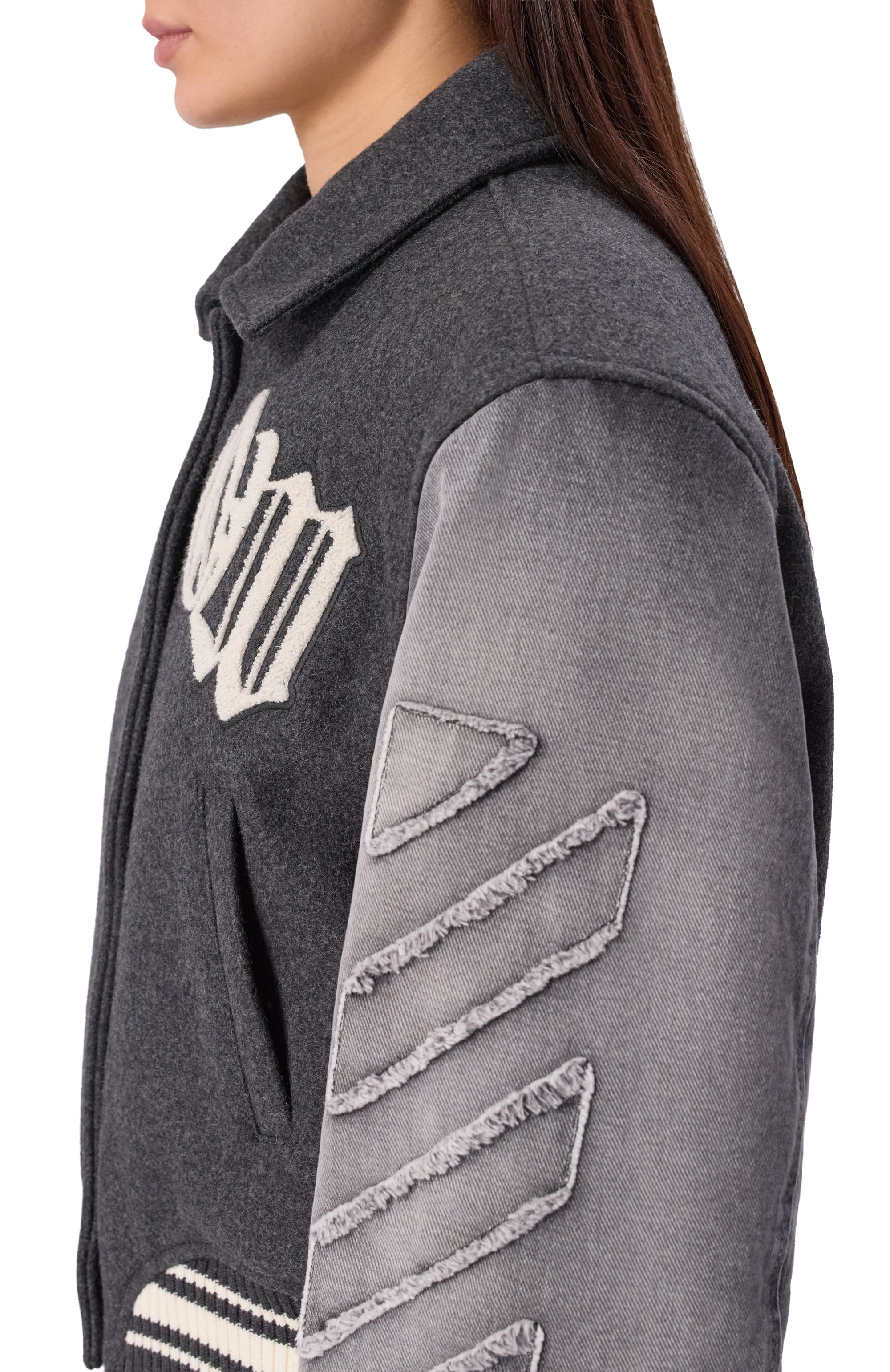 Комбинированный бомбер OFF-WHITE, арт. 0WEK00MF25DEN001, фото 5