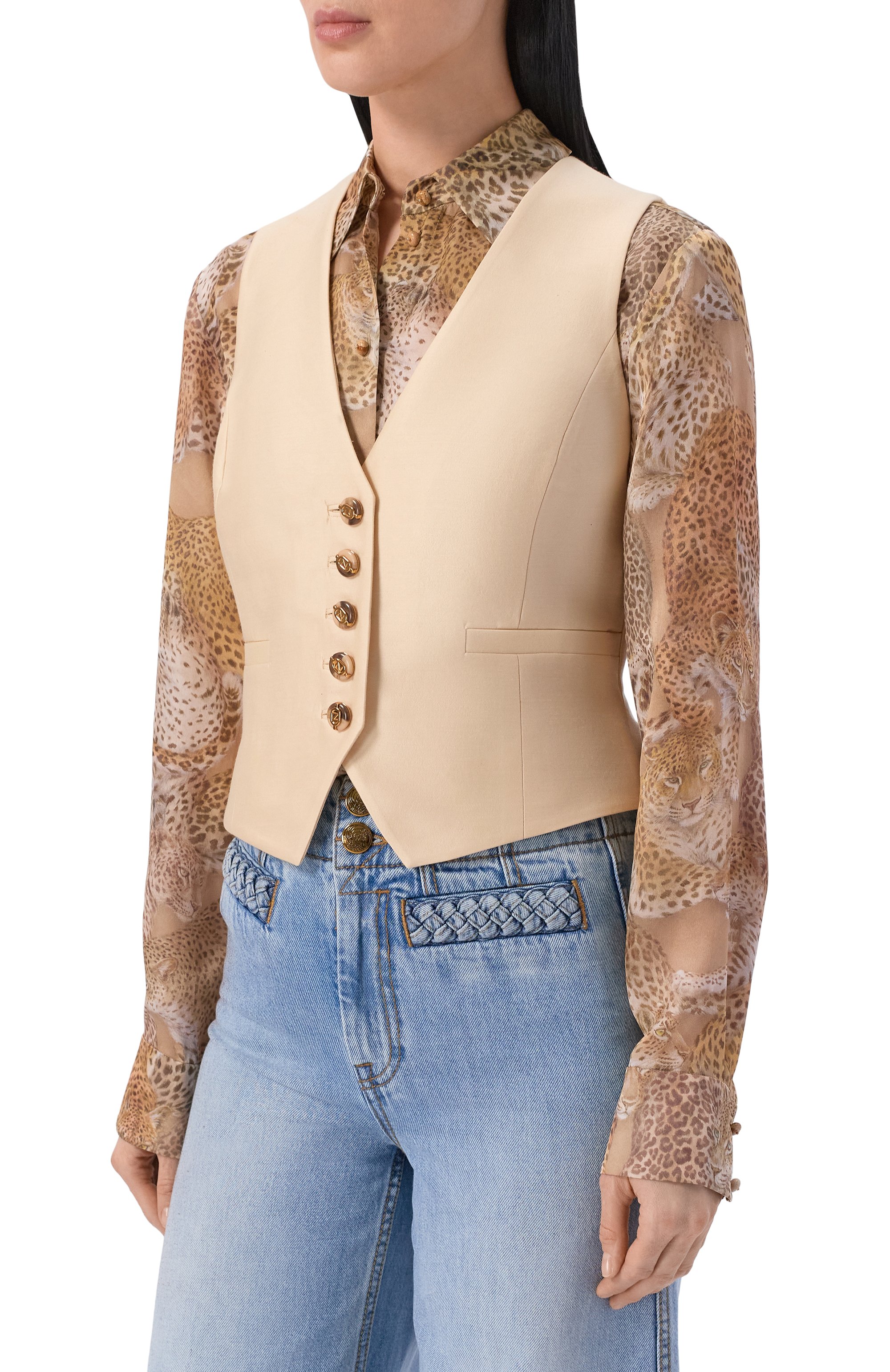 Жилет из шерсти и шелка ZIMMERMANN кремового цвета по цене 107000 руб., арт. 2948JS261, фото 3 Жилет из шерсти и шелка ZIMMERMANN, арт. 2948JS261, фото 3