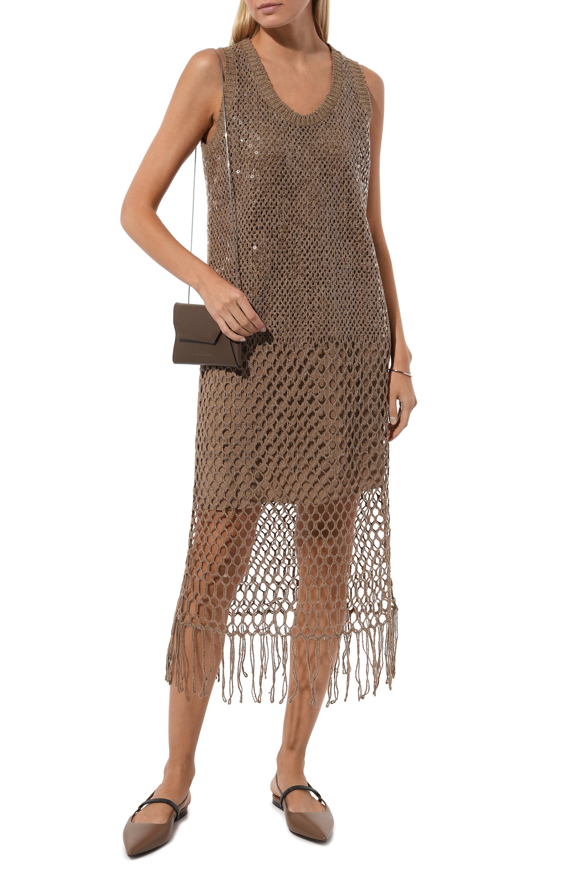 Платье из шелка и льна BRUNELLO CUCINELLI, арт. MCBR02A90, фото 2