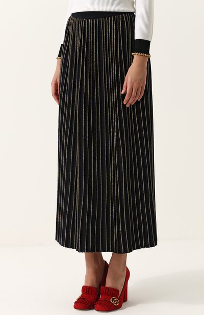 Шерстяная юбка-миди с металлизированной нитью GUCCI, арт. 490353/X9G10, фото 3