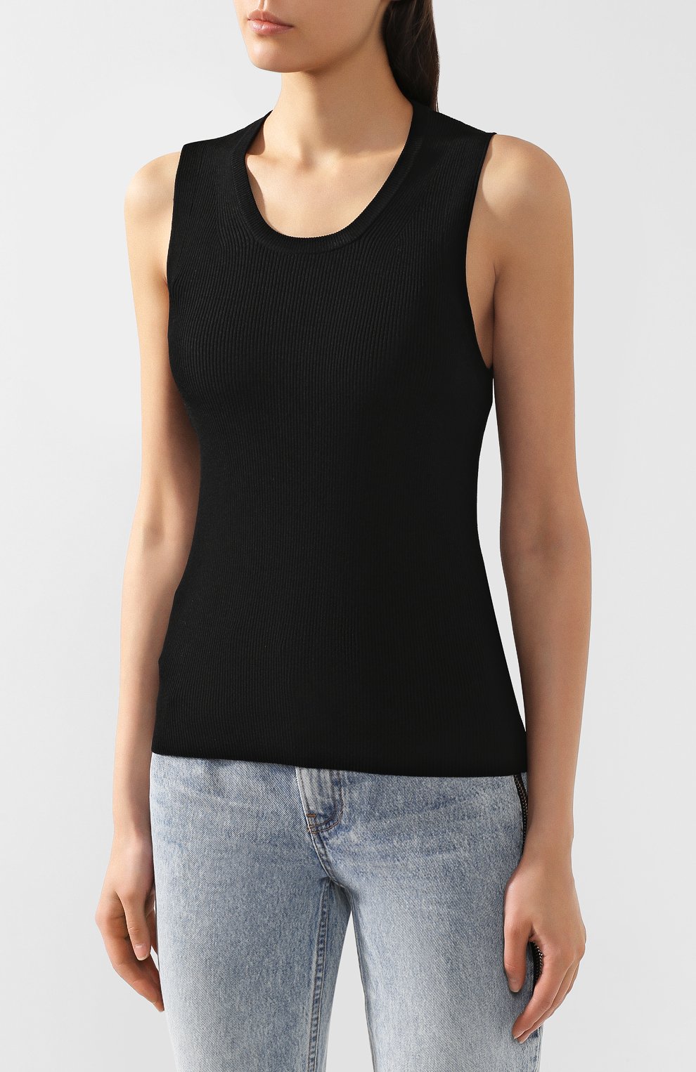 Топ из вискозы HELMUT LANG черного цвета по цене 29950 руб., арт. J06HW704, фото 3 Топ из вискозы HELMUT LANG, арт. J06HW704, фото 3