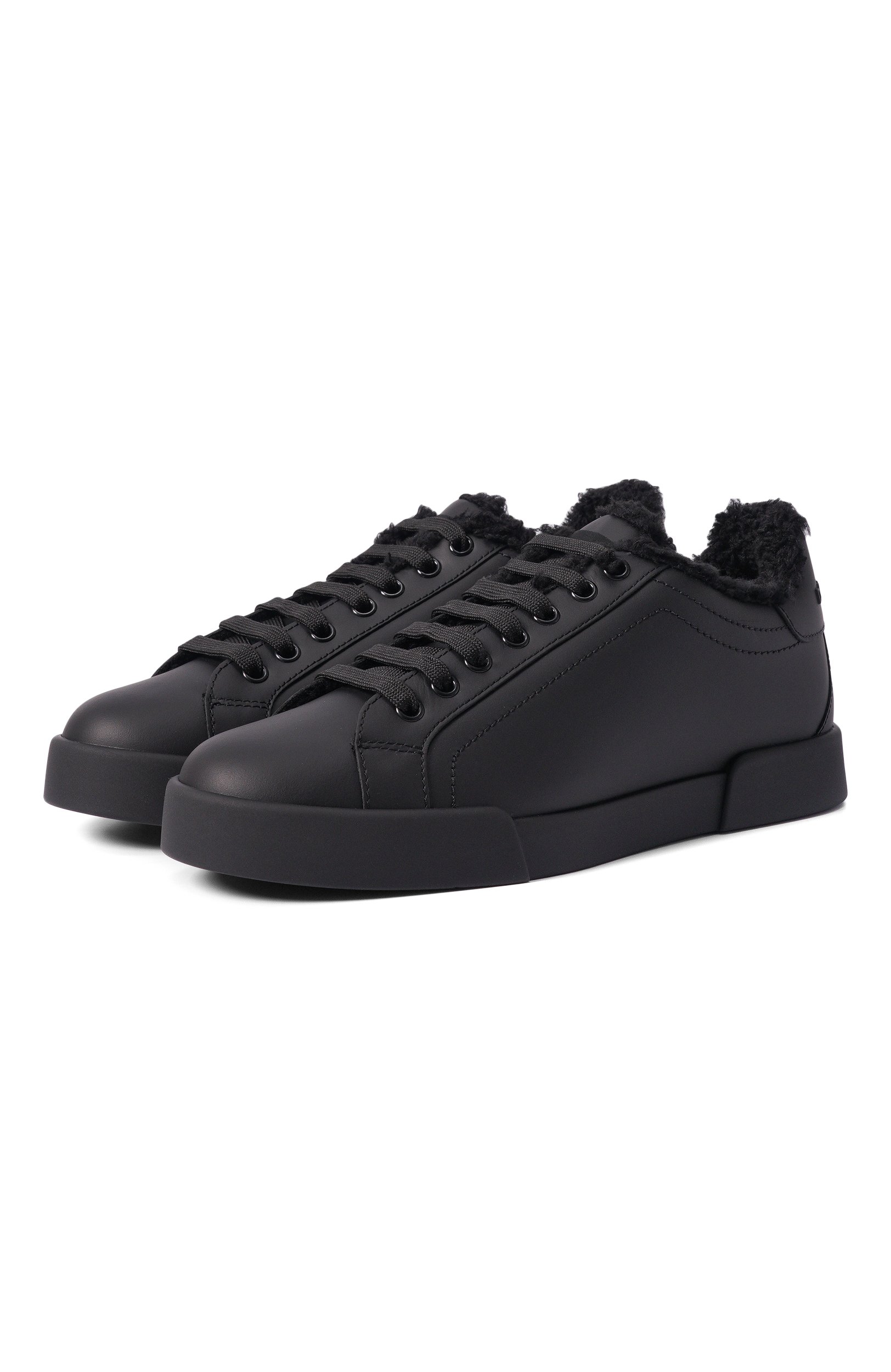 Кожаные кеды portofino DOLCE & GABBANA черного цвета по цене 78600 руб., арт. CK2491/AQ076, фото 1 Кожаные кеды portofino DOLCE & GABBANA, арт. CK2491/AQ076, фото 1