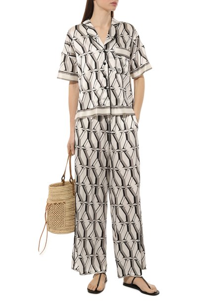 Шелковые брюки YANINA черно-белого цвета по цене 87400 руб., арт. 0-2481С, фото 2 Шелковые брюки YANINA, арт. 0-2481С, фото 2