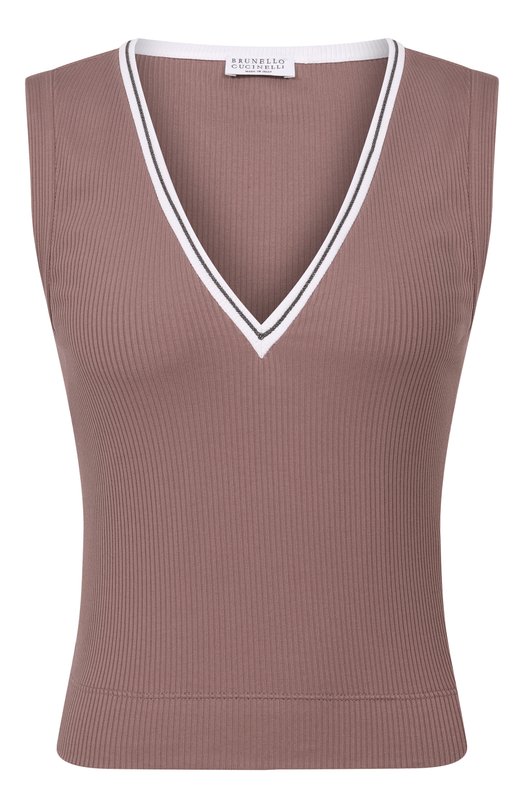 Хлопковый топ Brunello Cucinelli MG902D0302 Бежевый MG902D0302