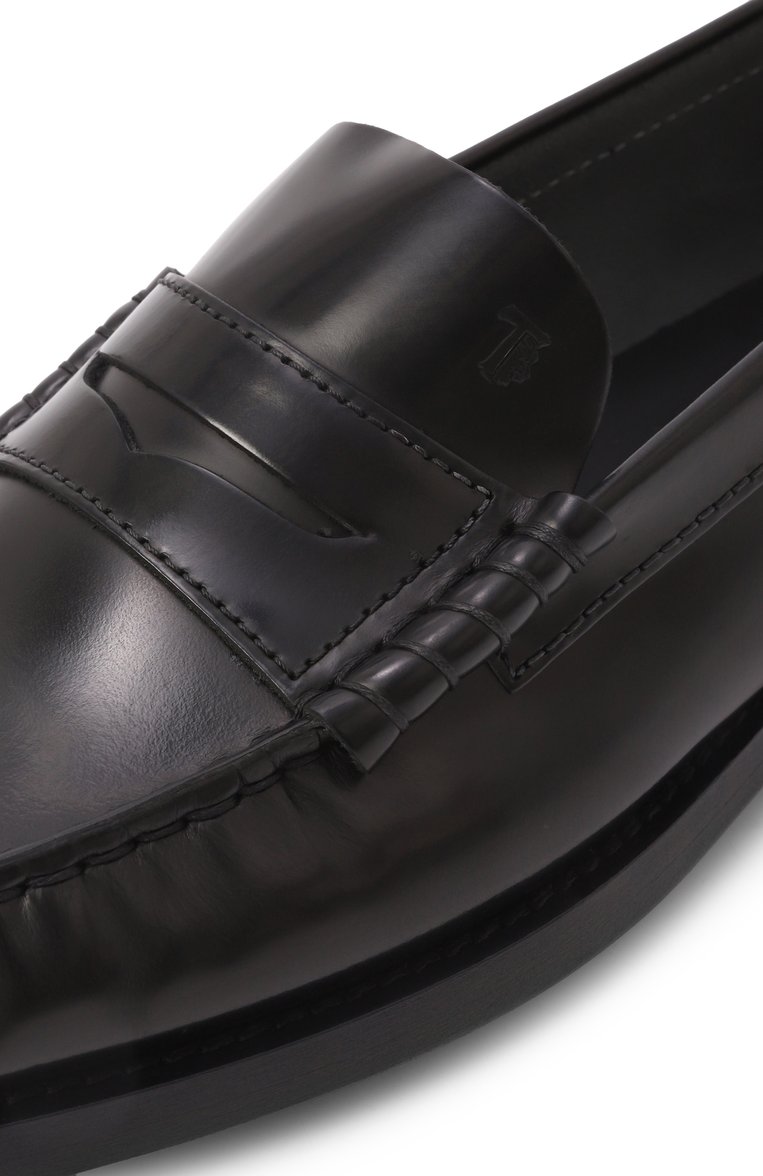Женские кожаные пенни-лоферы TOD’S черного цвета, арт. XXW34L0I010AKT | Фото 7 (Драгоценные камни: Проставлено; Материал сплава: Проставлено; Материал внешний: Натуральная кожа; Материал внутренний: Натуральная кожа; Каблук высота: Низкий; Подошва: Плоская)