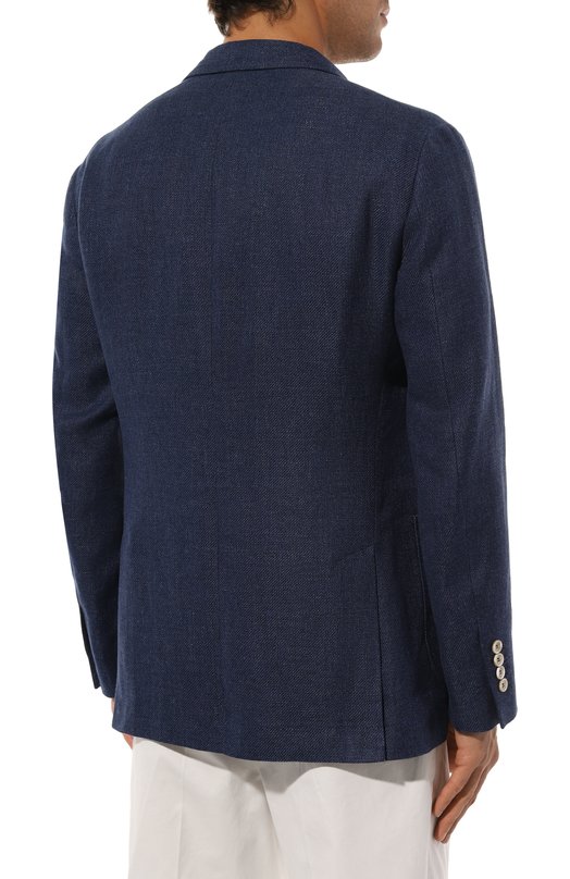 Пиджак изо льна и шерсти Brunello Cucinelli MW4827BND Синий  MW4827BND Фото 6
