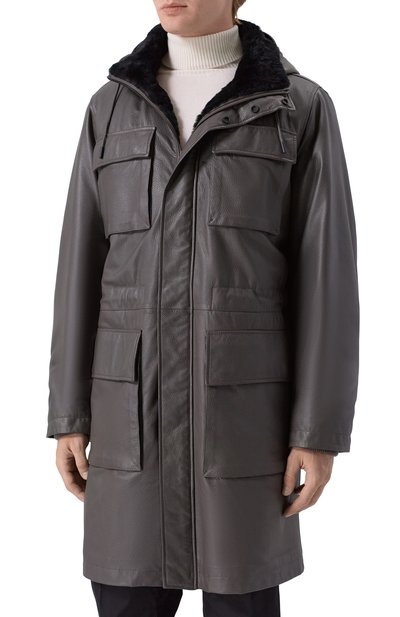 Кожаная парка с подкладкой из бобра MVST, арт. M25.1PM.0007/CERV0 SILKY, фото 3