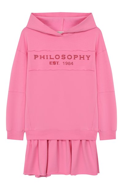 Хлопковое платье с капюшоном PHILOSOPHY DI LORENZO SERAFINI KIDS, арт. PJAB30/FE147/UH001/S-M, фото 1