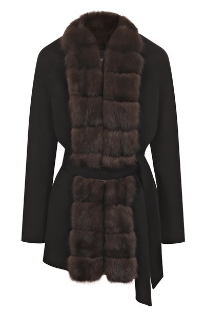 Женское кашемировое полупальто с отделкой из меха соболя SIMONETTA RAVIZZA, арт. F05JA196T2Z1A