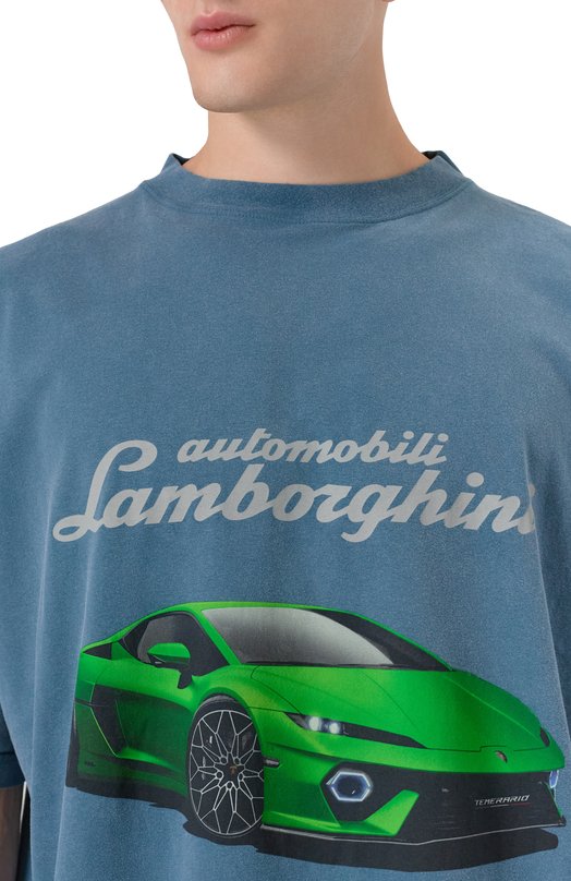 Хлопковая футболка Balenciaga x Automobili Lamborghini Balenciaga 831305/TSVP9 Синий  831305/TSVP9 Фото 5