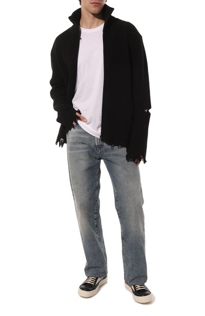 Кожаные кеды RICK OWENS черно-белого цвета по цене 88800 руб., арт. RU01C4897/LP0LVS, фото 2 Кожаные кеды RICK OWENS, арт. RU01C4897/LP0LVS, фото 2
