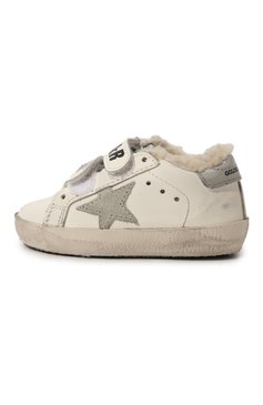 Детские кожаные кеды superstar GOLDEN GOOSE DELUXE BRAND белого цвета, арт. GJF00111.F002827 | Фото 2 (Материал утеплителя: Натуральный мех; Девочки Кросс-КТ: Обувь-низкие; Материал внутренний: Натуральная кожа; Материал сплава: Проставлено; Нос: Не проставлено)