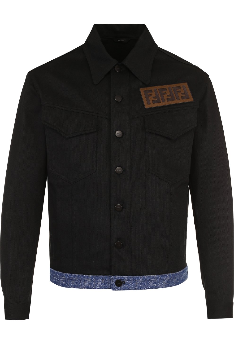 Джинсовая куртка с нашивкой FENDI черного цвета по цене 106900 руб., арт. FW0918 A1MT, фото 1 Джинсовая куртка с нашивкой FENDI, арт. FW0918 A1MT, фото 1