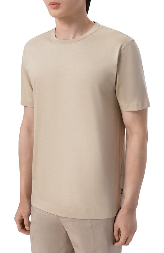 Футболка из лиоцелла и хлопка BOSS 50513674 Бежевый  50513674 Фото 3