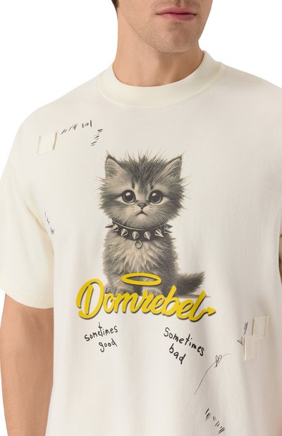 Хлопковая футболка DOMREBEL белого цвета по цене 22100 руб., арт. M KITTY PUNK, фото 5 Хлопковая футболка DOMREBEL, арт. M KITTY PUNK, фото 5