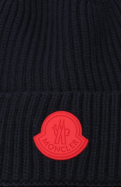 Шерстяная шапка MONCLER темно-синего цвета по цене 13850 руб., арт. F2-954-9Z710-20-A9433, фото 3 Шерстяная шапка MONCLER, арт. F2-954-9Z710-20-A9433, фото 3
