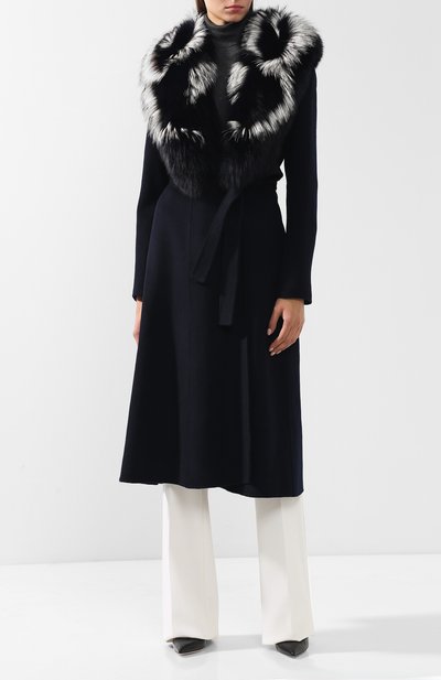 Шерстяное пальто с меховым воротником YVES SALOMON, арт. 9WYM01119CBRD, фото 3