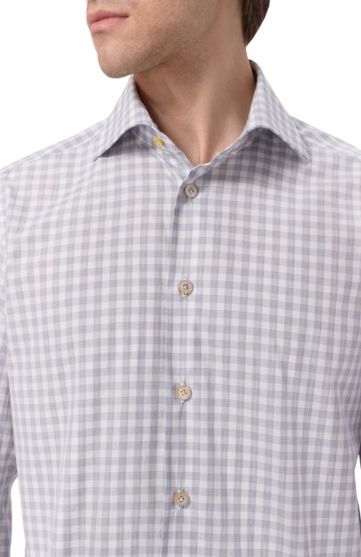 Хлопковая рубашка Kiton UCCH09623 Серый  UCCH09623 Фото 5