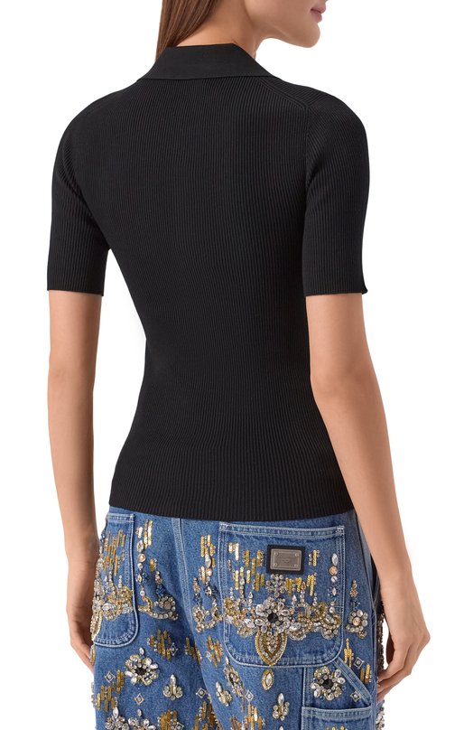 Поло из вискозы Dolce & Gabbana FXZ16Z/JFMHG Чёрный  FXZ16Z/JFMHG Фото 4